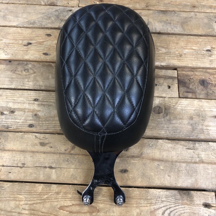 Indian Scout pillion seat with custom cover - black